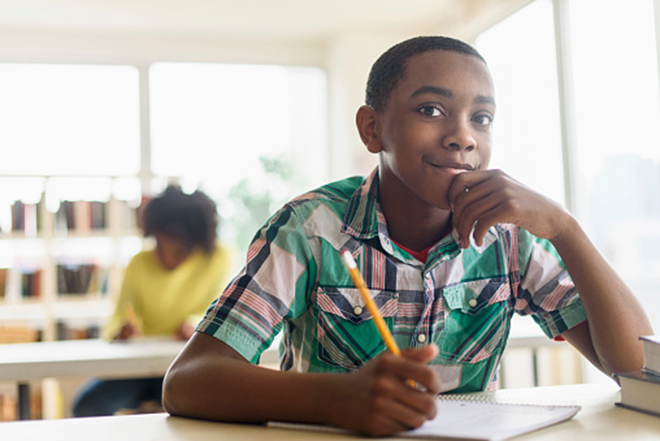 Student taking a test